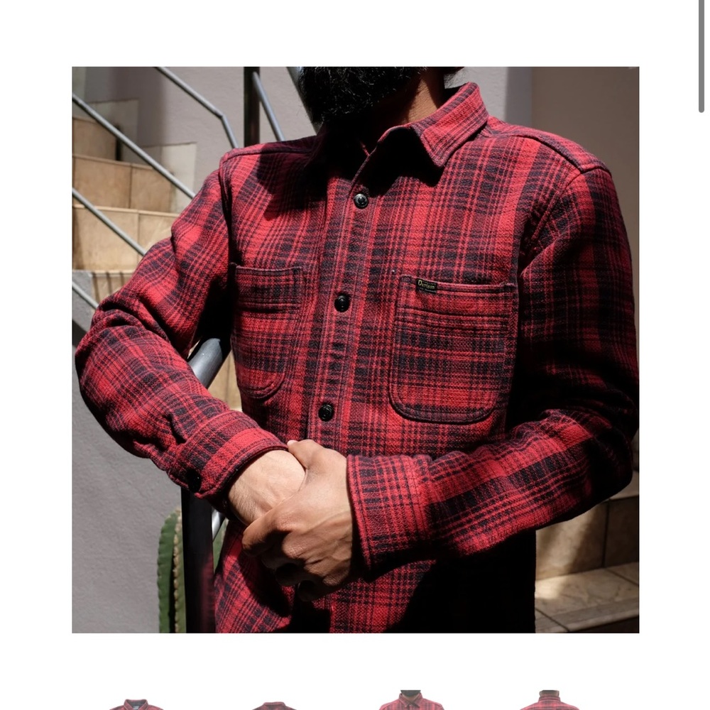 STUDIO D'ARTISAN INTERNATIONAL "HINODE" HEAVYWEIGHT FLANNEL CRUISER SHIR… - Picture 4 of 16